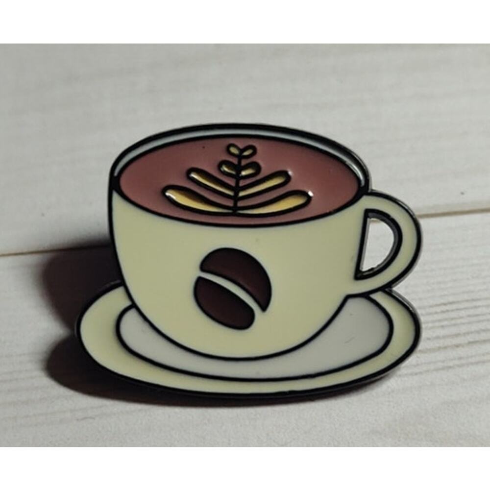 Coffee Lover Pin Coffee Bean Cup & Saucer Lapel Hat Badge